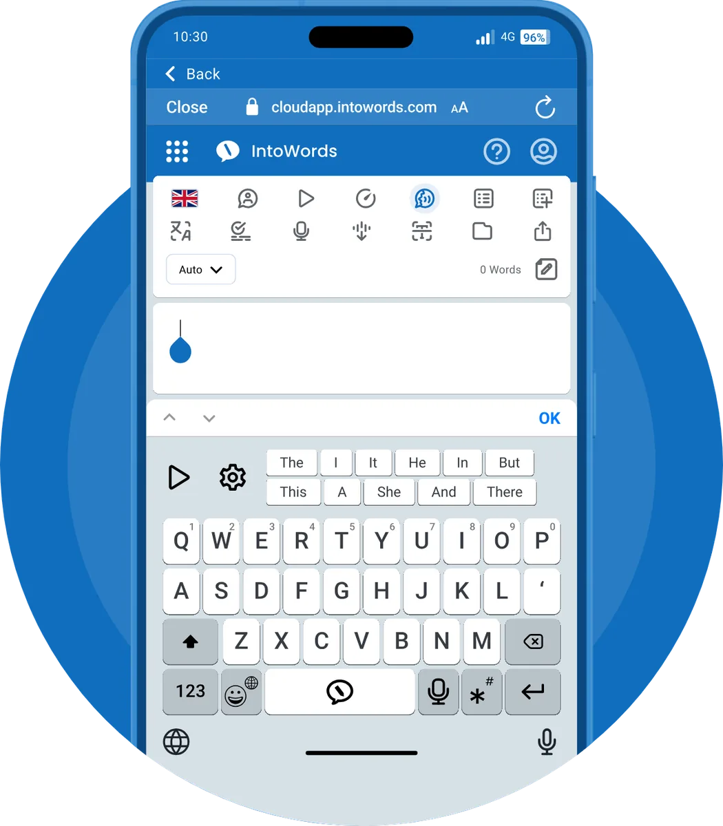 IntoWords running on a phone